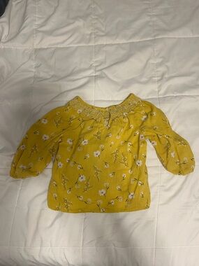 Girls' Yellow Floral Off-Shoulder Top